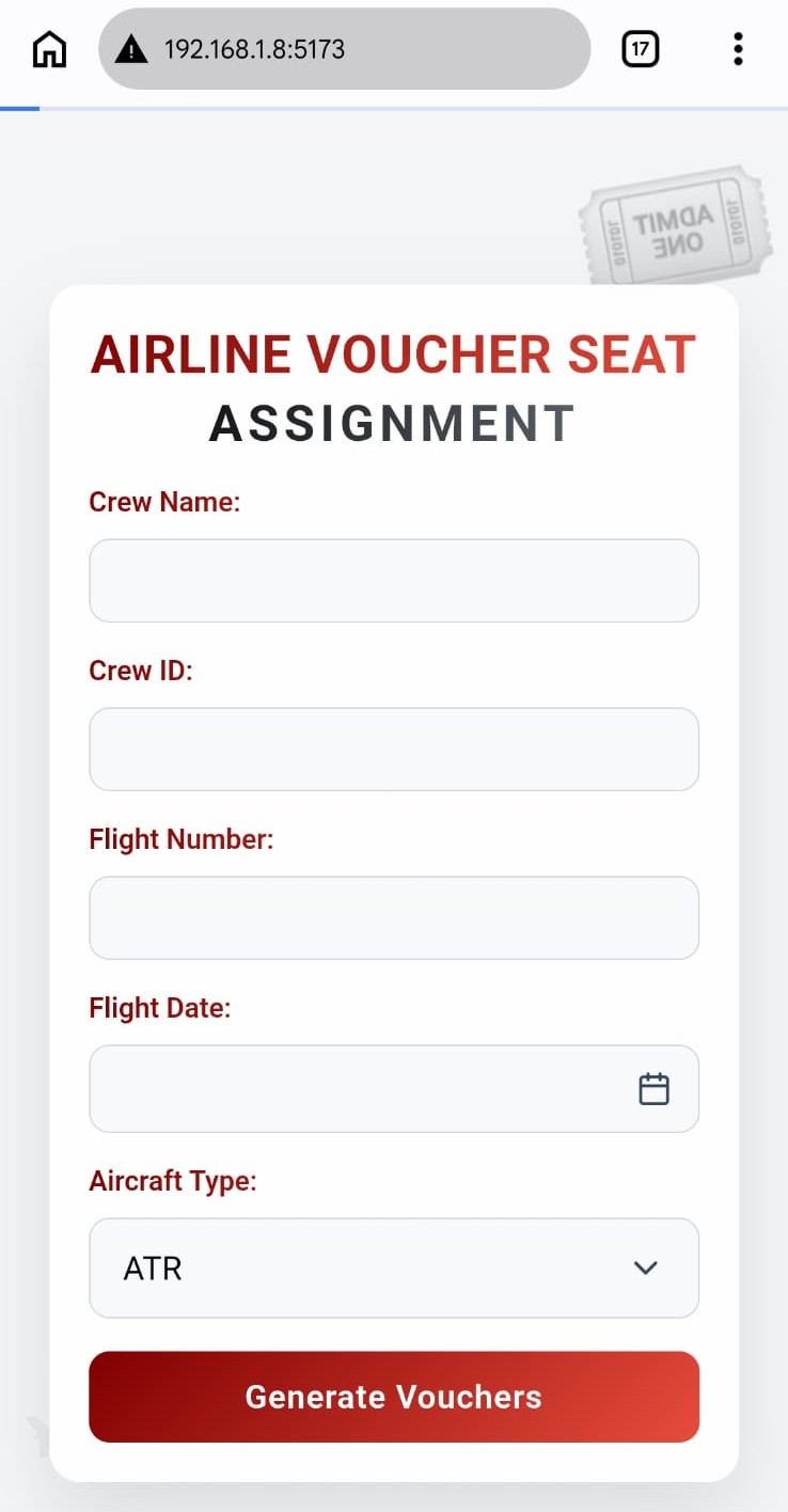 Airline Voucher Seat Assignment Form